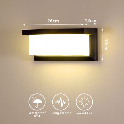 Brilagi - Āra sienas lampa BRICKY 1xE27/60W/230V melna IP54