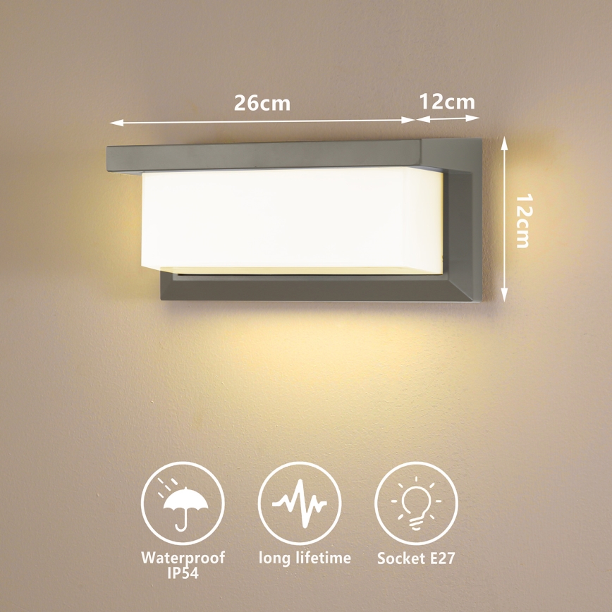 Brilagi - Āra sienas lampa BRICKY 1xE27/60W/230V pelēka IP54