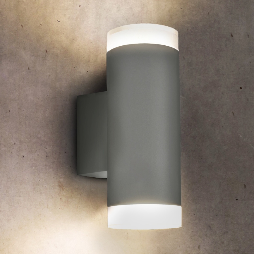 Brilagi - Āra sienas lampa MATERA 2xGU10/30W/230V pelēka IP54