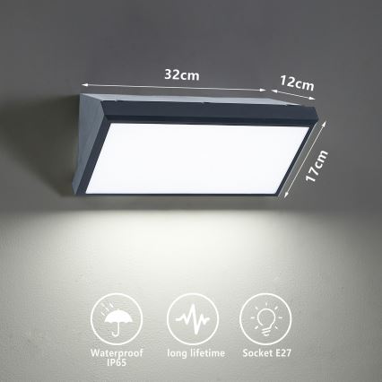 Brilagi - Āra sienas lampa TRIANGLE 1xE27/60W/230V antracīta IP65