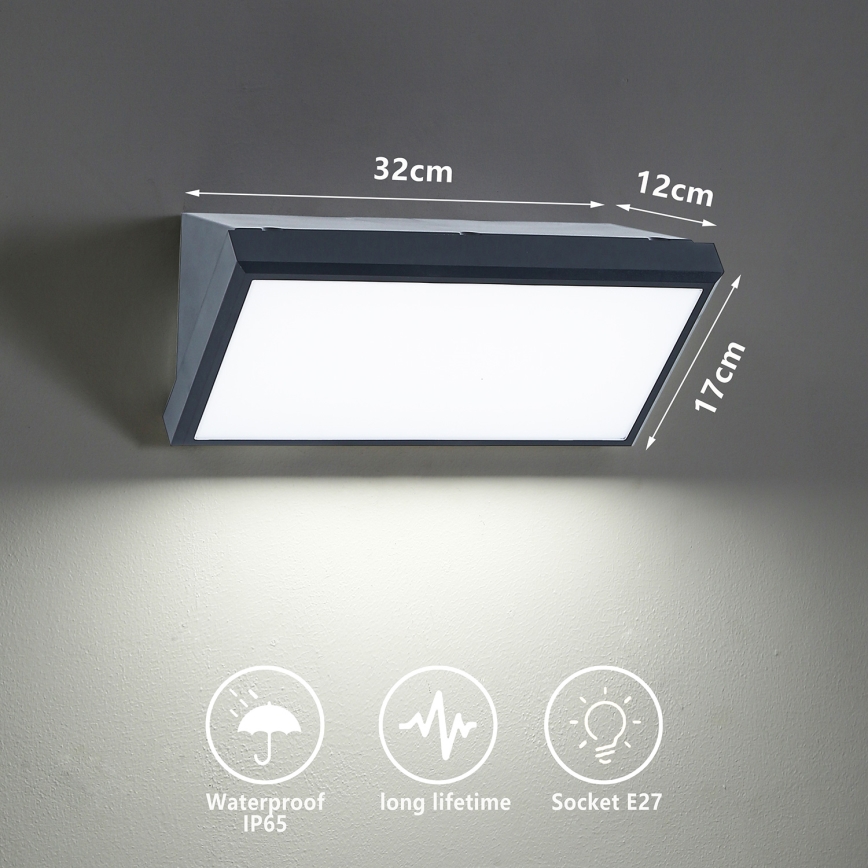 Brilagi - Āra sienas lampa TRIANGLE 1xE27/60W/230V antracīta IP65