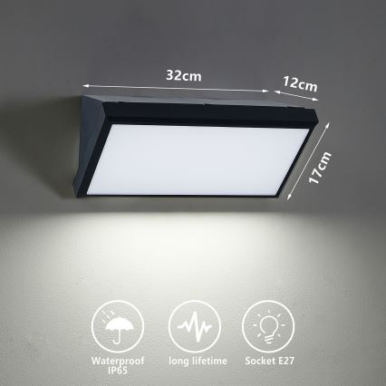 Brilagi - Āra sienas lampa TRIANGLE 1xE27/60W/230V melna IP65