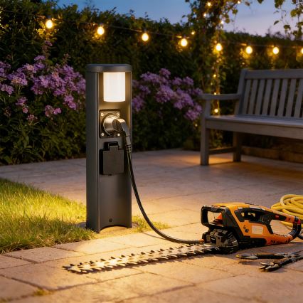 Brilagi - Āra lampa ar 2 SCHUKO kontaktligzdām PILLAR 1xG9/11W/230V IP44 antracīts