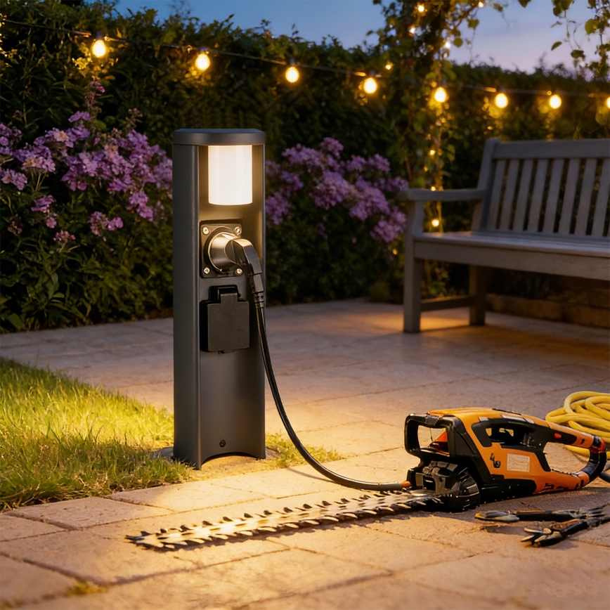 Brilagi - Āra lampa ar 2 SCHUKO kontaktligzdām PILLAR 1xG9/11W/230V IP44 antracīts