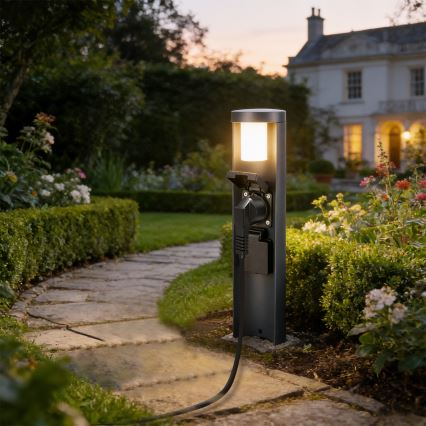 Brilagi - Āra lampa ar 2 SCHUKO kontaktligzdām PILLAR 1xG9/11W/230V IP44 antracīts