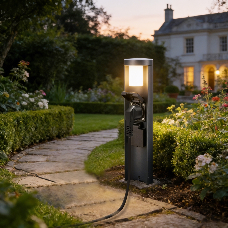 Brilagi - Āra lampa ar 2 SCHUKO kontaktligzdām PILLAR 1xG9/11W/230V IP44 antracīts