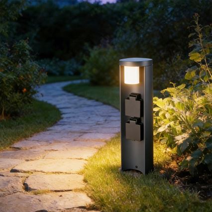 Brilagi - Āra lampa ar 2 SCHUKO kontaktligzdām PILLAR 1xG9/11W/230V IP44 antracīts