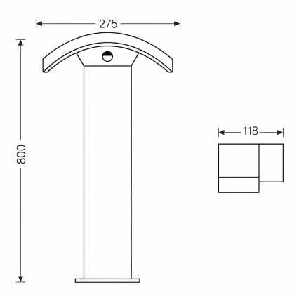 Brilagi - LED āra lampa ar sensoru ARCELO LED/9W/230V 80 cm IP54