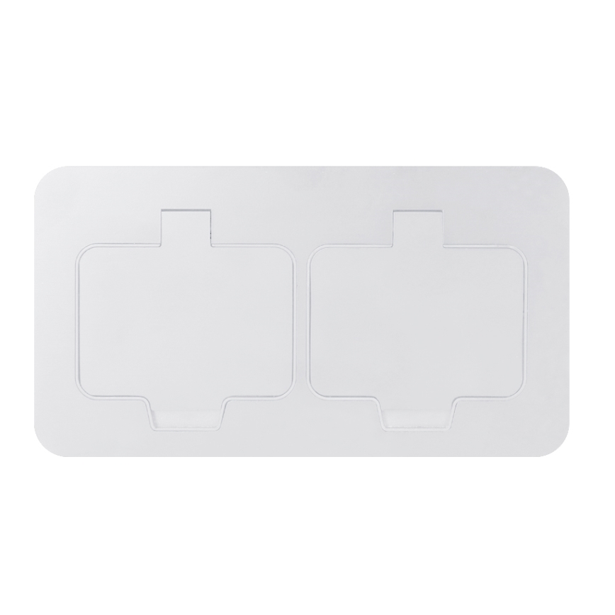 Brilagi - ārējā iebūvējamā grīdas dubultā kontaktligzda IP55, balta, taisnstūrveida