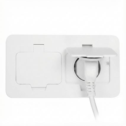 Brilagi - ārējā iebūvējamā grīdas dubultā kontaktligzda IP55, balta, taisnstūrveida