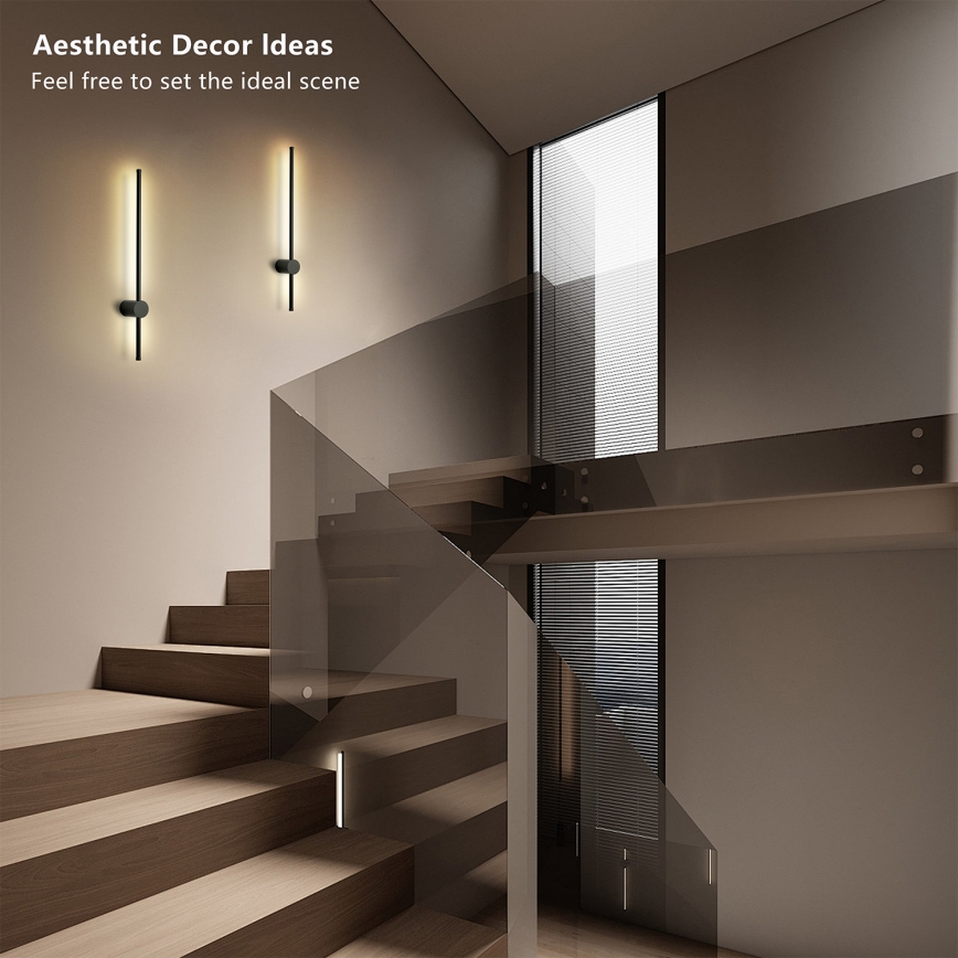 Brilagi - LED āra sienas gaismeklis AURA LED/12W/230V 3000K IP54 65 cm melns CRI 90