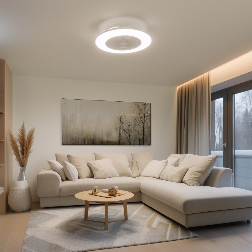 Brilagi - LED Regulējams gaismeklis ar ventilatoru AURA LED/38W/230V 3000-6000K balts + tālvadības pults