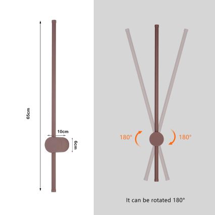 Brilagi - LED āra sienas gaismeklis AURA LED/12W/230V 3000K IP54 65 cm brūns CRI 90