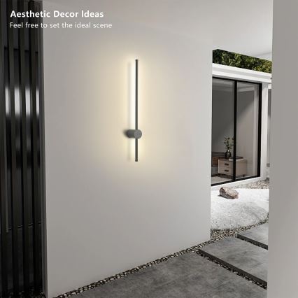 Brilagi - LED āra sienas gaismeklis AURA LED/12W/230V 4000K IP54 65 cm antracīts CRI 90