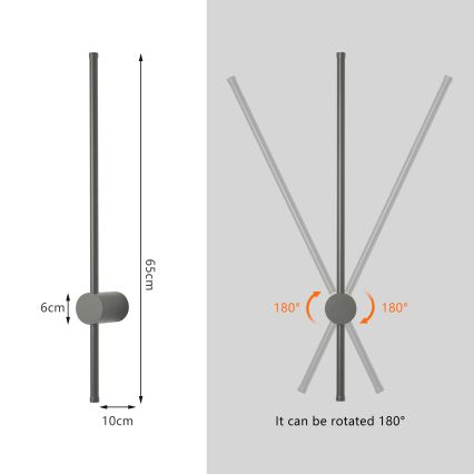 Brilagi - LED āra sienas gaismeklis AURA LED/12W/230V 4000K IP54 65 cm antracīts CRI 90