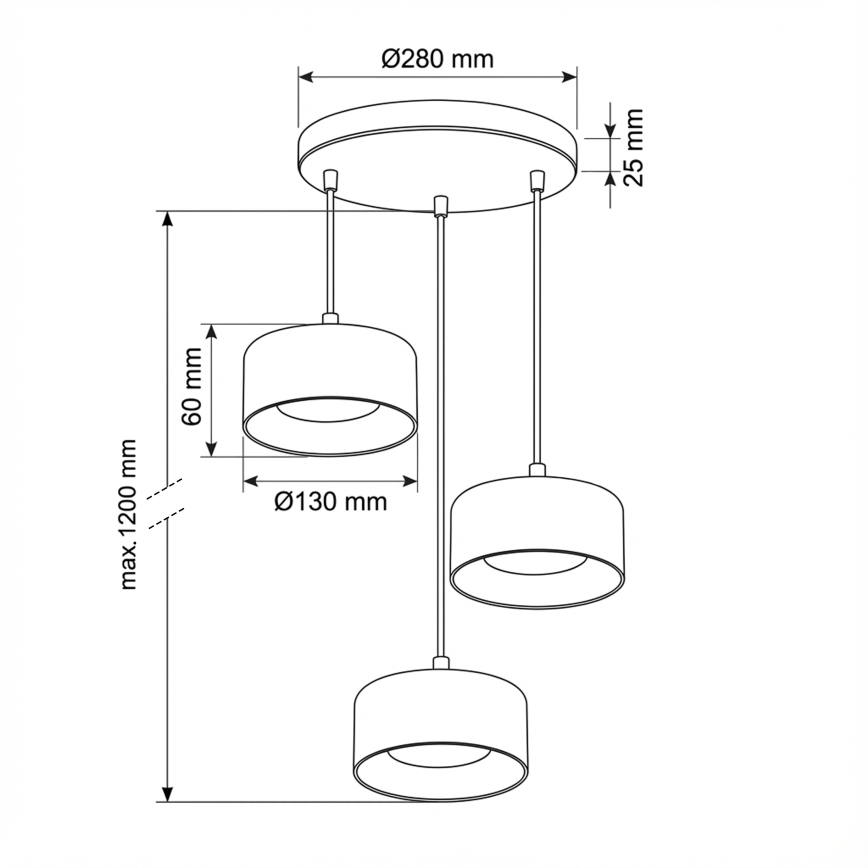Brilagi - AURA LUX piekaramā lustra uz troses 3xGX53/30W/230V melna/dūmaina