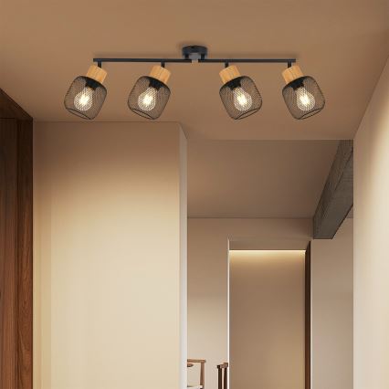 Brilagi - BASKLITE virziena gaismeklis 4xE27/15W/230V koka/melns