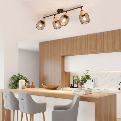 Brilagi - BASKLITE virziena gaismeklis 4xE27/15W/230V koka/melns