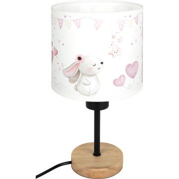 BRILAGI - Bērnu galda lampa BOBO WOOD 1xE27/25W/230V ozolkoka/melna/krēmkrāsa/zaķīši