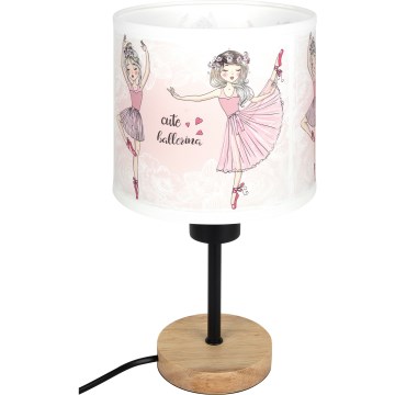 BRILAGI - Bērnu galda lampa BOBO WOOD 1xE27/25W/230V ozols/melna/balta/rozā/balerīnas