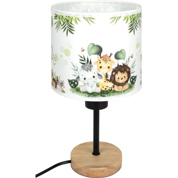 BRILAGI - Bērnu galda lampa BOBO WOOD 1xE27/25W/230V ozols/melna/balta/zaļa/džungļi
