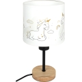 BRILAGI - Bērnu galda lampa BOBO WOOD 1xE27/25W/230V ozols/melns/balts/ar vienradžiem