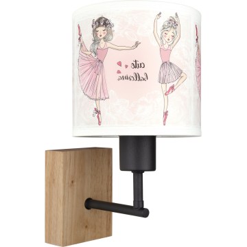 BRILAGI - Bērnu sienas gaismeklis BOBO WOOD 1xE27/25W/230V ozols/melns/balts/rozā/balerīnas