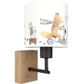 BRILAGI - Bērnu sienas lampa BOBO WOOD 1xE27/25W/230V ozols/melna/balta/ar dzīvnieciņu motīvu