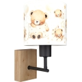 BRILAGI - Bērnu sienas lampa BOBO WOOD 1xE27/25W/230V ozols/melna/balta/lācīši
