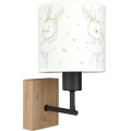 BRILAGI - Bērnu sienas lampa BOBO WOOD 1xE27/25W/230V ozols/melna/balta/trusīši