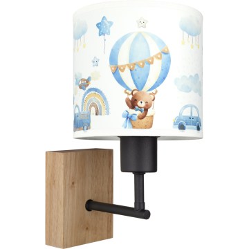 BRILAGI - Bērnu sienas lampa BOBO WOOD 1xE27/25W/230V ozols/melna/balta/zila/lācīši