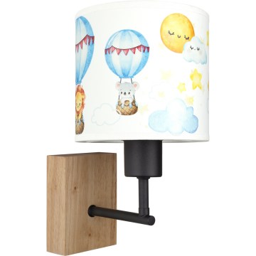 BRILAGI - Bērnu sienas lampa BOBO WOOD 1xE27/25W/230V ozols/melns/balts/dzīvnieku motīvs