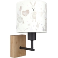 BRILAGI - Bērnu sienas lampa BOBO WOOD 1xE27/25W/230V ozols/melns/balts/zaķīši