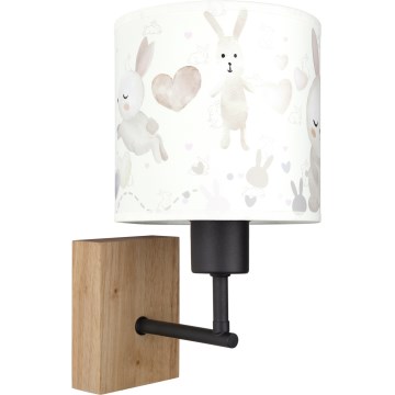 BRILAGI - Bērnu sienas lampa BOBO WOOD 1xE27/25W/230V ozols/melns/balts/zaķīši