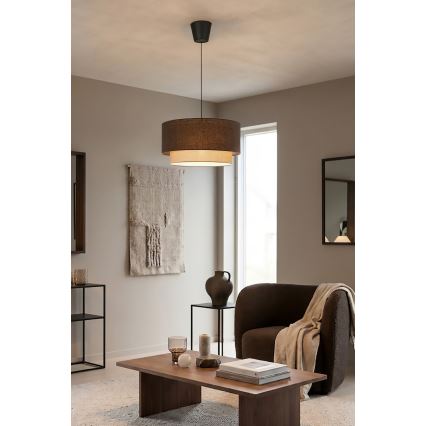 Brilagi - BOHO ECO pakaramā LED lampa uz stieples 1xE27/10W/230V, diam. 40 cm, brūna/krēmīga
