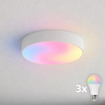 Brilagi - CLARE LED RGBW regulējama vannas istabas griestu lampa, 3xE27/9W/230V, 2700–6500K, Ø 40 cm, IP54, Wi‑Fi, balta