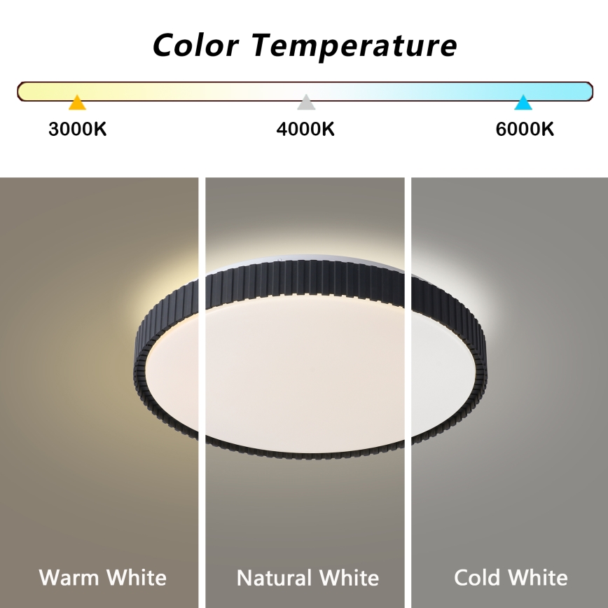 Brilagi - LED dimējama griestu lampa CORVO LED/72W/230V 3000-6000K melna Ø 50 cm + tālvadības pults