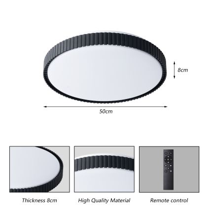 Brilagi - LED dimējama griestu lampa CORVO LED/72W/230V 3000-6000K melna Ø 50 cm + tālvadības pults