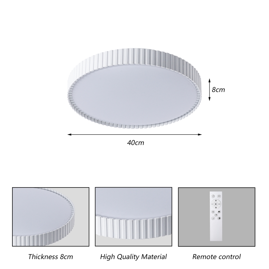 Brilagi - LED regulējama griestu lampa CORVO LED/54W/230V 3000-6000K, balta, diam. 40 cm + tālvadības pults