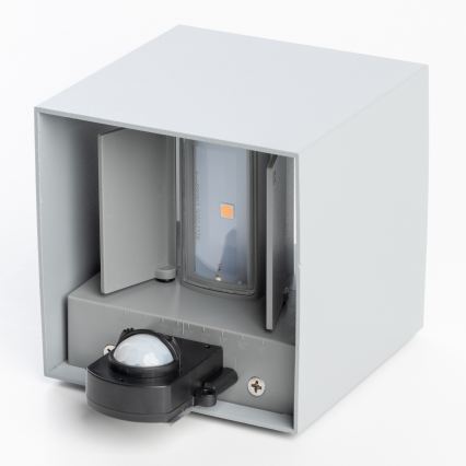 BRILAGI - CUBE LED āra sienas gaismeklis ar sensoru, 6W, 230V, pelēks, IP65