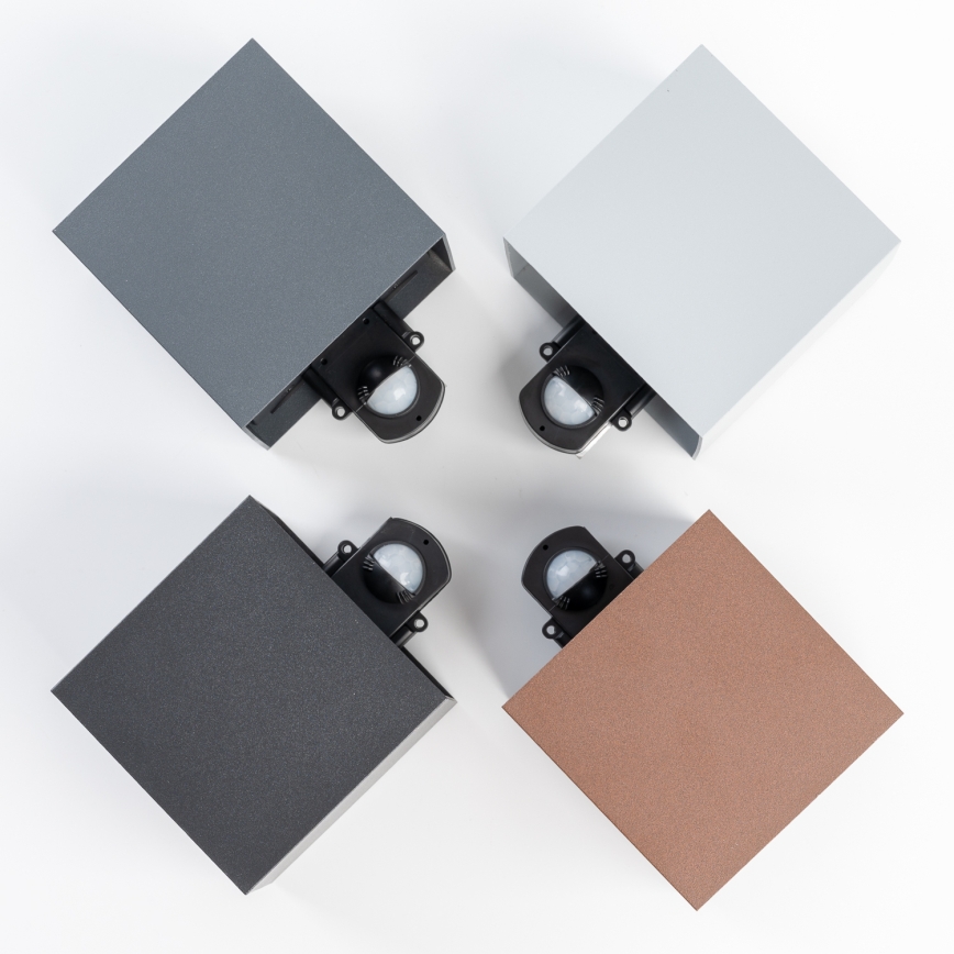 BRILAGI - CUBE LED āra sienas gaismeklis ar sensoru, 6W, 230V, pelēks, IP65