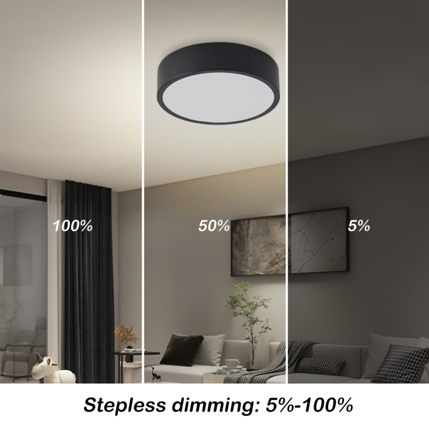 Brilagi - LED aptumšojama griestu lampa POOL LED/18W/230V 3000-6000K 20 cm, melna + tālvadības pults