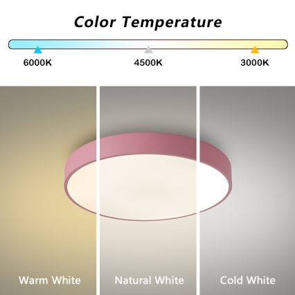 Brilagi - LED dimmējams griestu gaismeklis POOL LED/48W/230V 3000-6000K Ø 40 cm rozā + ar tālvadības pulti