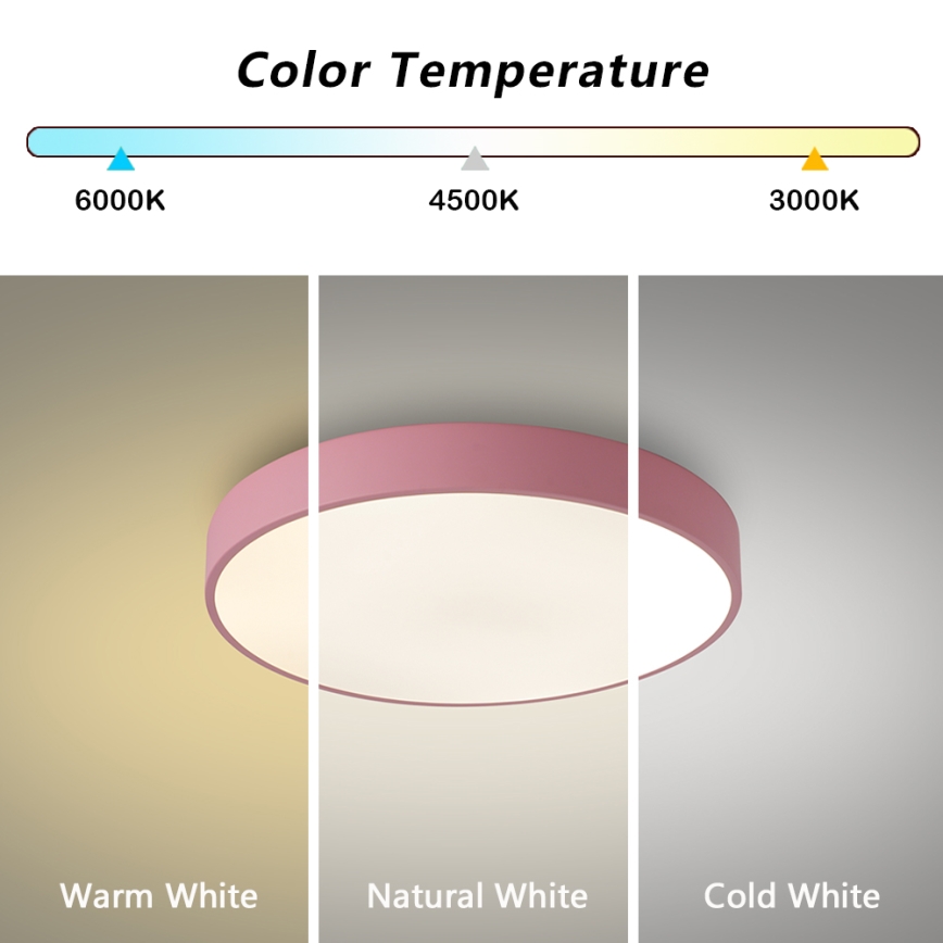 Brilagi - LED dimmējams griestu gaismeklis POOL LED/48W/230V 3000-6000K Ø 40 cm rozā + ar tālvadības pulti