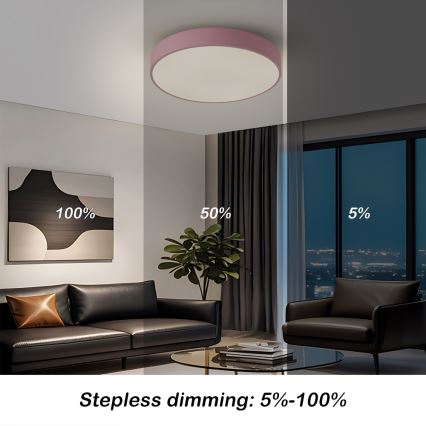 Brilagi - LED dimmējams griestu gaismeklis POOL LED/48W/230V 3000-6000K Ø 40 cm rozā + ar tālvadības pulti