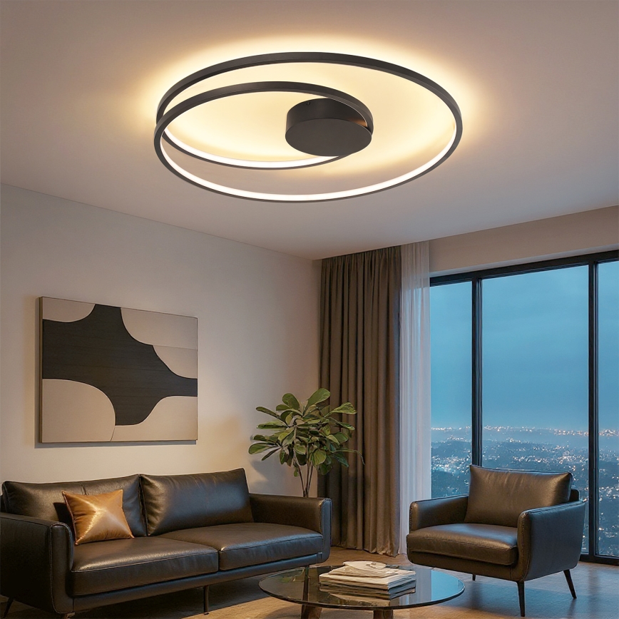 Brilagi - LED dimējams griestu gaismeklis TWISTER LED/105W/230V 3000-6000K pr. 100 cm melns + tālvadība