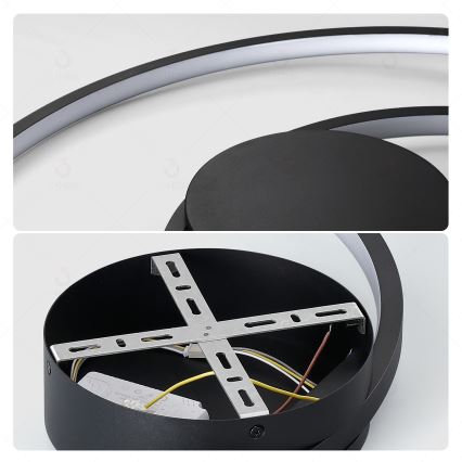 Brilagi - LED dimējams griestu gaismeklis TWISTER LED/105W/230V 3000-6000K pr. 100 cm melns + tālvadība