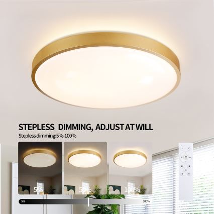 Brilagi - Dimējams LED griestu gaismeklis GLASS POOL DOUBLE LED/60W/230V 3000-6000K 50 cm zelta + tālvadības pults