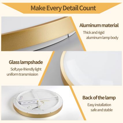 Brilagi - Dimējams LED griestu gaismeklis GLASS POOL DOUBLE LED/60W/230V 3000-6000K 50 cm zelta + tālvadības pults