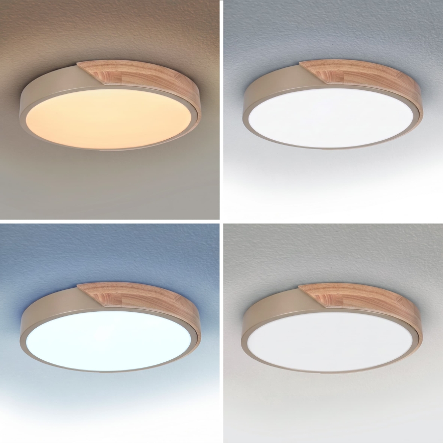 BRILAGI - LED griestu gaismeklis ar regulējamu spilgtumu PILANA LED/48W/230V 3000-6500K ozols/bēšs Ø 40 cm + tālvadības pults